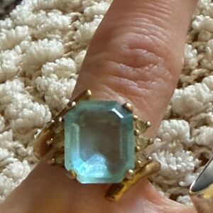 Vintage Aqua blue 10 kt gold plated ring, size 5